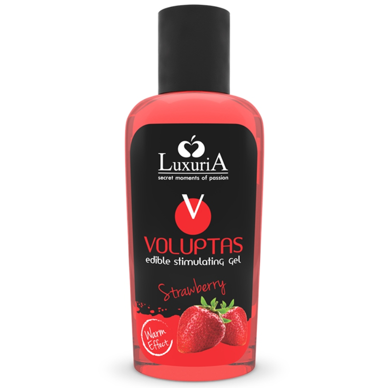 Mercadox GEL DE MASSAGEM COMESTÍVEL LUXURIA VOLUPTAS EFEITO AQUECENTE - MORANGO 100 ML