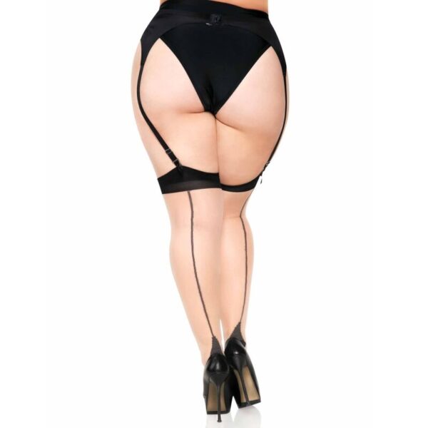 PLUS LYCRA SHEER 2 TONE THIGH HIGH COM BACKSEAM E CUBAN HEEL - Image 2