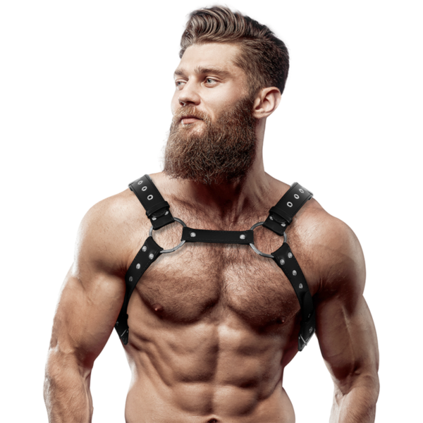Mercadox FETISH SUBMISSIVE ATTITUDE - ARNÊS DE PEITO DE COURO ECO MASCULINO COM PREGOS