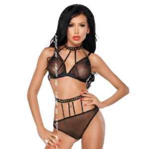 ME-SEDUCE DOTTY CONJUNTO DE DUAS PEÇAS PRETO S / M