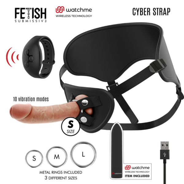 Mercadox FETISH SUBMISSIVE CYBER STRAP - ARNÊS COM DILDO E BALA CONTROLE REMOTO TECNOLOGIA WATCHME S