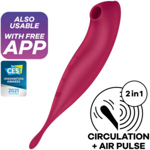 SATISFYER TWIRLING PRO+ AIR PULSE STIMULATOR & VIBRATOR APP – RED