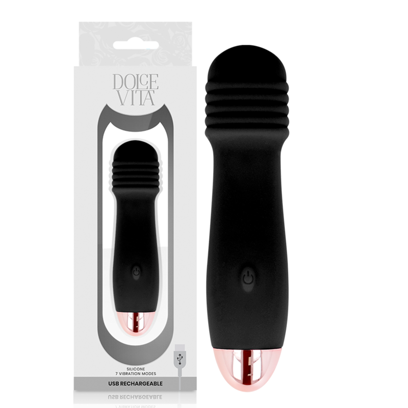 Mercadox DOLCE VITA - VIBRADOR RECARREGÁVEL TRÊS PRETO 7 VELOCIDADE