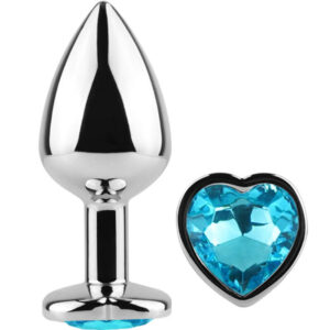 SECRET PLAY – METAL BUTT PLUG CORAÇÃO AZUL TAMANHO PEQUENO 7 CM