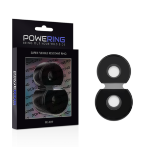 POWERING- ANEL DUPLO PARA PÉNIS SUPER FLEXÍVEL E RESISTENTE PR09 PRETO