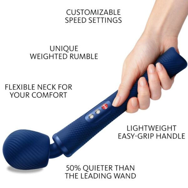 FÁBRICA DIVERTIDA - VIM SILICONE RECARREGÁVEL VIBRATÓRIA PESADA RUMBLE WAND AZUL MEIA-NOITE - Image 2