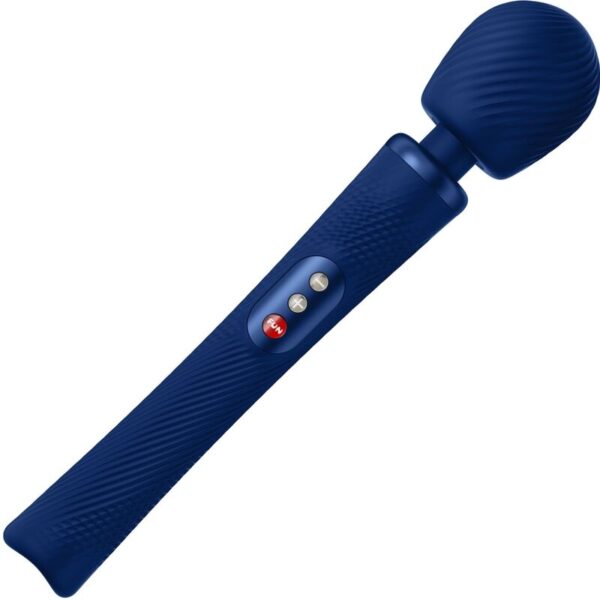 Mercadox FÁBRICA DIVERTIDA - VIM SILICONE RECARREGÁVEL VIBRATÓRIA PESADA RUMBLE WAND AZUL MEIA-NOITE