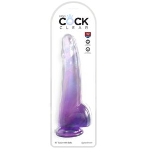 KING COCK CLEAR – DILDO COM TESTÍCULOS 19 CM ROXO