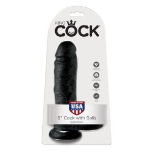 KING COCK 8″ GALO PRETO COM BOLAS 20,3 CM