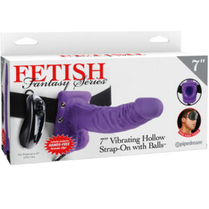 FETISH FANTASY SERIES 7 “HOLLOW STRAP-ON VIBRANDO COM ESFERAS 17,8 CM ROXO