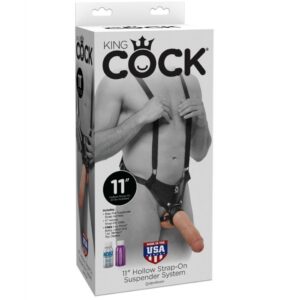 SISTEMA DE SUSPENSÃO KING COCK DE 28 CM HOLLOW STRAP-ON – CARNE