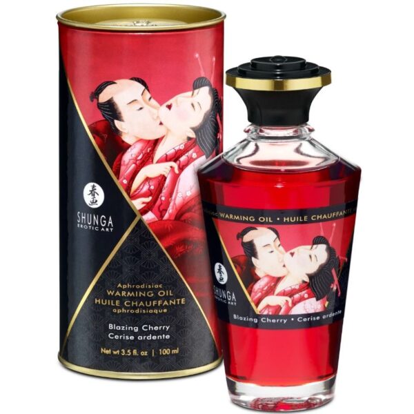 Mercadox SHUNGA - ÓLEO DE MASSAGEM EFEITO CALOR SABOR INTENSO DE CEREJA 100 ML