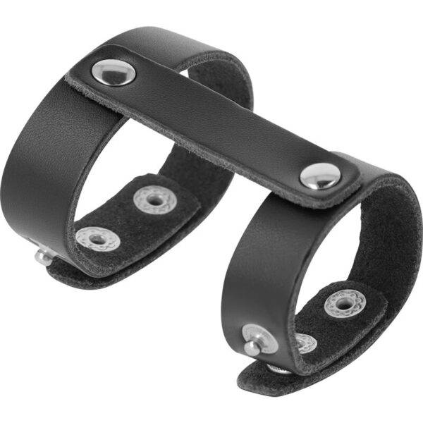 DARKNESS ADJUSTABLE LEATHER PENIS AND TESTICLES RING - Image 2