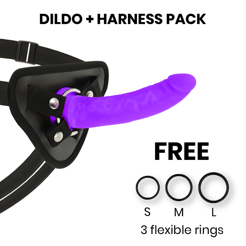 Mercadox DELTA CLUB - ARREIO DE BRINQUEDOS + DONG PURPLE SILICONE 17 X 3 CM