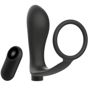 ANEL DE PÊNIS DE BRINQUEDOS VICIADOS COM CONTROLE REMOTO ANAL PLUG PRETO RECARREGÁVEL
