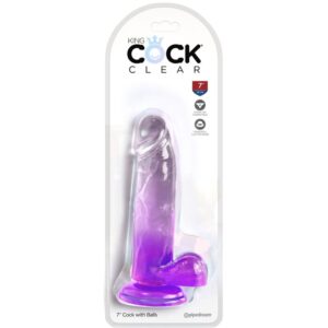 KING COCK CLEAR – PÊNIS REALISTA COM BOLAS 15,2 CM ROXO