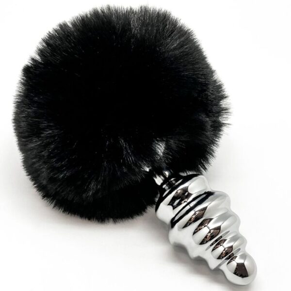 Mercadox ALIVE - PLUG DE PRAZER ANAL ESPIRAL METAL FLUFFY PRETO TAMANHO S