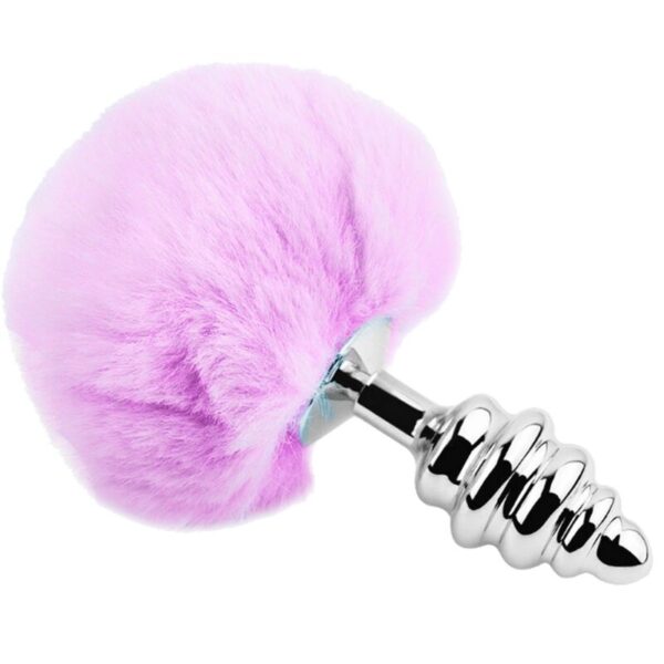 Mercadox ALIVE - PLUG PRAZER ANAL ESPIRAL METAL FLUFFY VIOLETA TAMANHO M