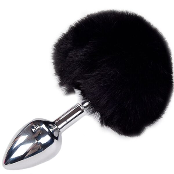 Mercadox ALIVE - PLUG DE PRAZER ANAL METAL LISO FLUFFY PRETO TAMANHO S
