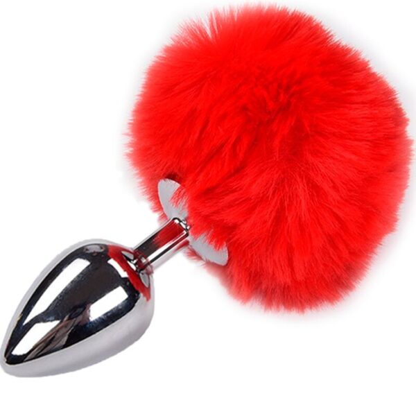 Mercadox ALIVE - PLUG PRAZER ANAL METAL LISO FLUFFY VERMELHO TAMANHO M