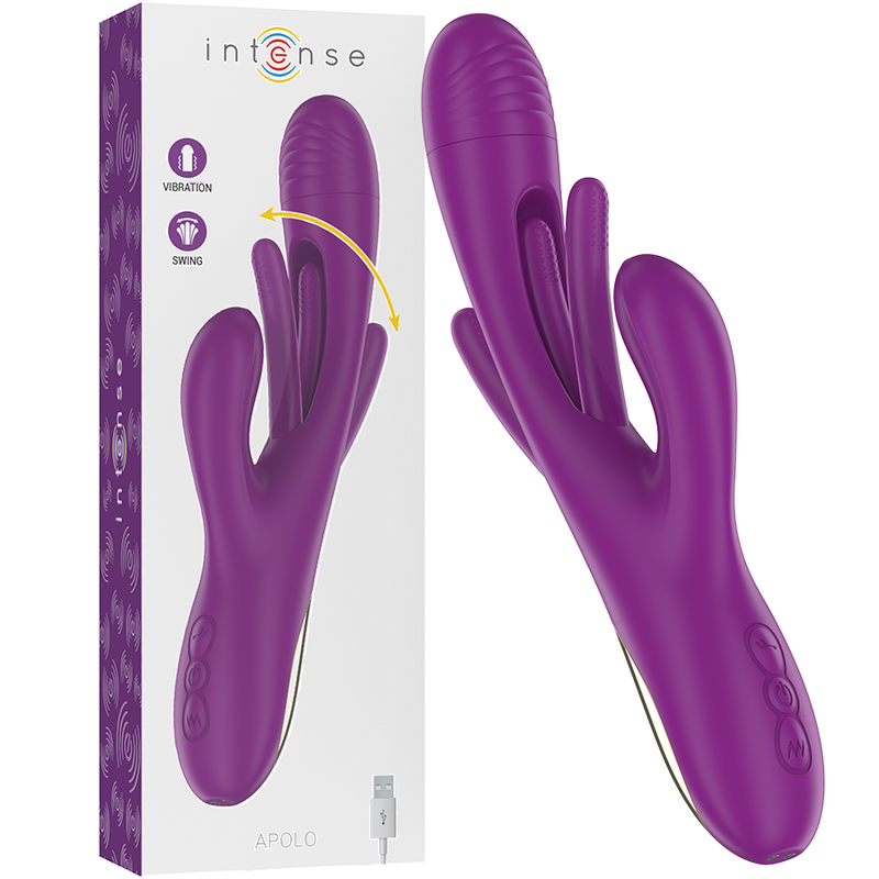 Mercadox INTENSE - APOLO VIBRADOR MULTIFUNÇÃO RECARREGÁVEL 7 VIBRAÇÕES COM LÍNGUA OSCILANTE ROXA