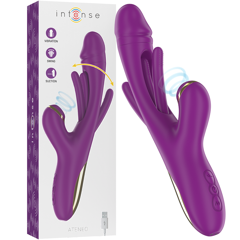 Mercadox INTENSE - ATENEO VIBRADOR MULTIFUNÇÃO RECARREGÁVEL 7 VIBRAÇÕES COM LÍNGUA OSCILANTE E SUCÇÃO ROXA