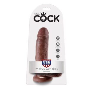 KING COCK – 7 DILDO CASTANHO COM BOLAS 17.8 CM