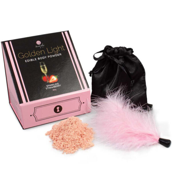 Mercadox SECRETPLAY - KIT LUZ DOURADA ESPUMANTE PÓ COMESTÍVEL DE MORANGO E PENA