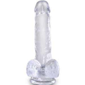 KING COCK – CLEAR PÊNIS REALÍSTICO COM BOLAS 13.5 CM TRANSPARENTE