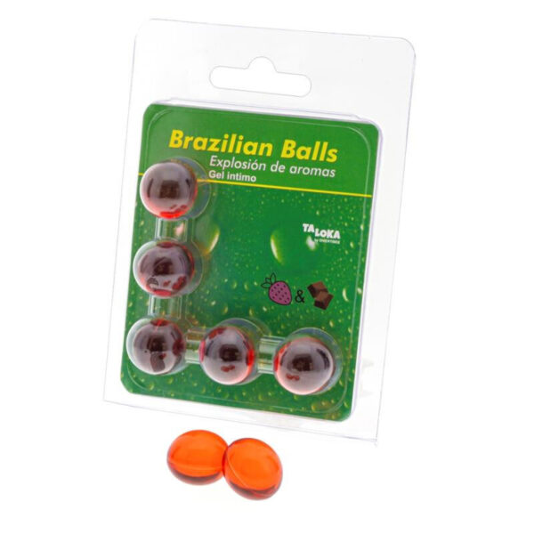 Mercadox TALOKA - 5 BOLAS BRASILEIRAS DE MORANGO E CHOCOLATE GEL ÍNTIMO