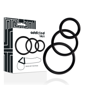 ADDICTED TOYS – CONJUNTO DE ANÉIS DE PARA PÉNIS PRETO