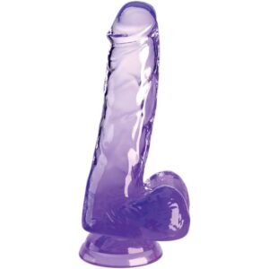 KING COCK – CLEAR PÊNIS REALÍSTICO COM BOLAS 13.5 CM ROXO