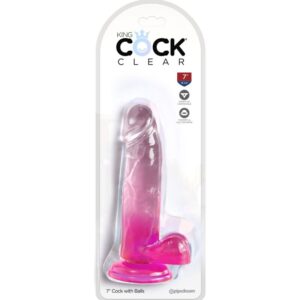 KING COCK – CLEAR PÊNIS REALÍSTICO COM BOLAS 15.2 CM ROSA