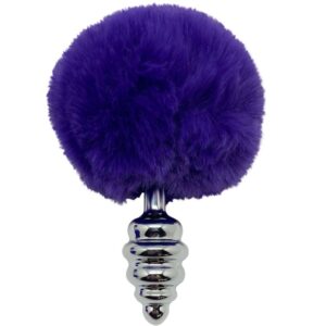 ALIVE – PLUG DE PRAZER ANAL ESPIRAL METAL FLUFFY DARK VIOLETA TAMANHO M