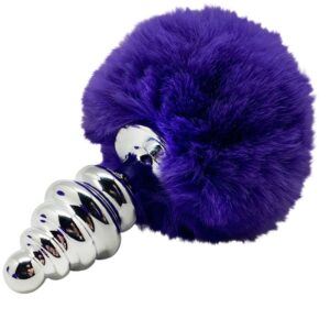 ALIVE – PLUG DE PRAZER ANAL ESPIRAL METAL FLUFFY DARK VIOLETA TAMANHO M