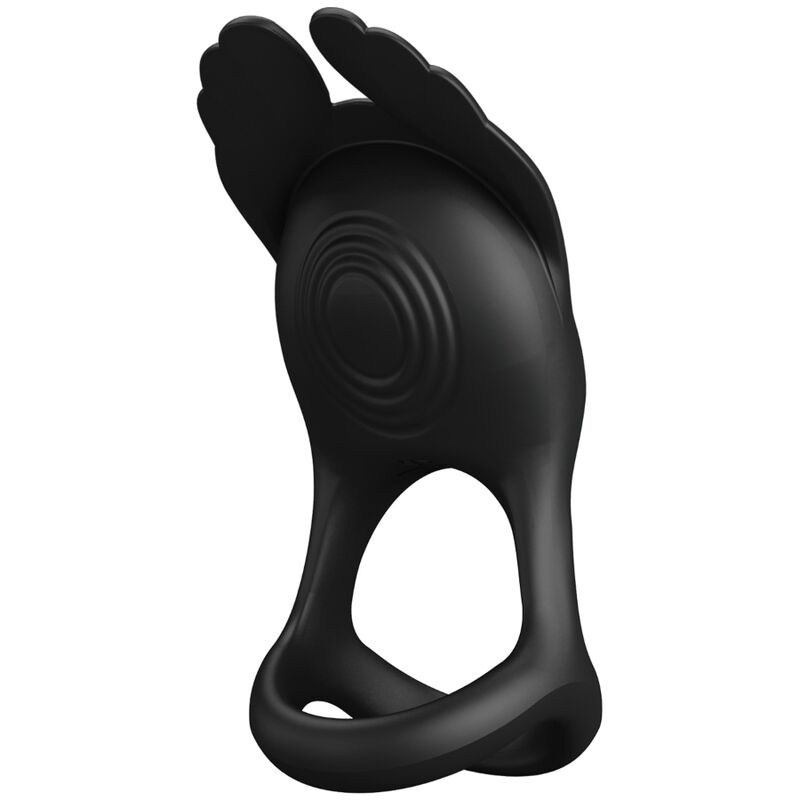 Mercadox PRETTY LOVE - ANEL PARA PÊNIS VIBRANTE 7 VIBRAÕES SILICONE PRETO