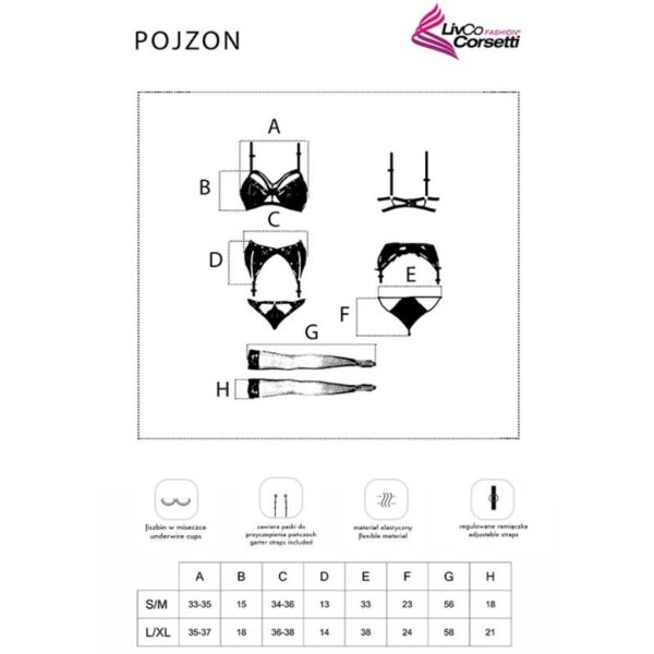 LIVCO CORSETTI FASHION - POJZON LC 90670 SUTI + CINTA LIGA + MEIAS + CALCINHA PRETA - Image 3