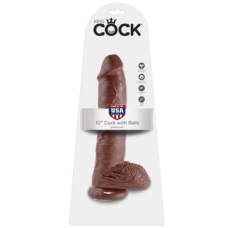 Mercadox KING COCK - 10 DILDO CASTANHO COM BOLAS 25.4 CM