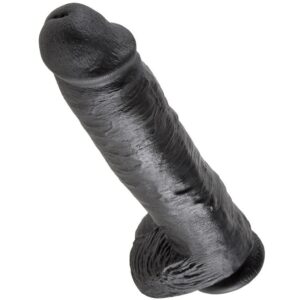 KING COCK – 11 DILDO PRETO COM BOLAS 28 CM