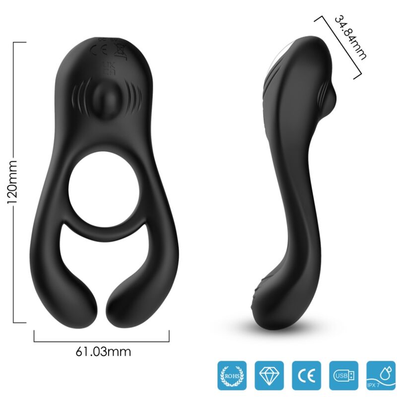 Mercadox ARMONY - ANEL VIBRADOR DUPLO VEYRON PARA CASAIS PRETO
