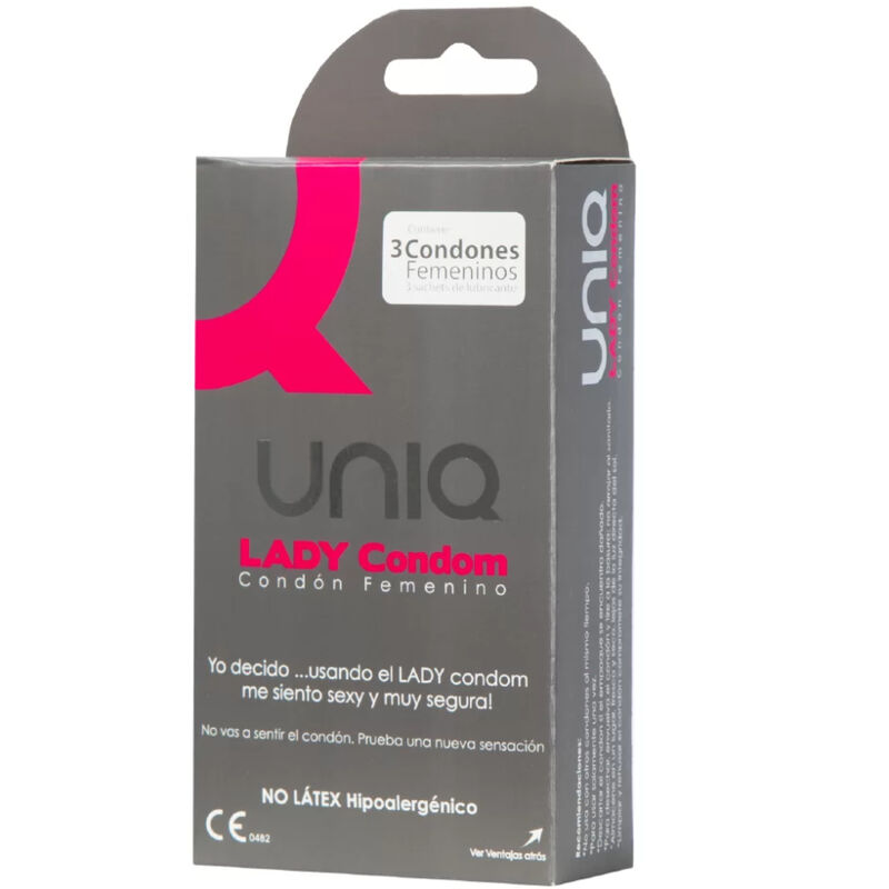 Mercadox UNIQ - LADY CONDOM PRESERVATIVOS FEMININOS SEM LÁTEX COM CINTA LIGA 3 UNIDADES