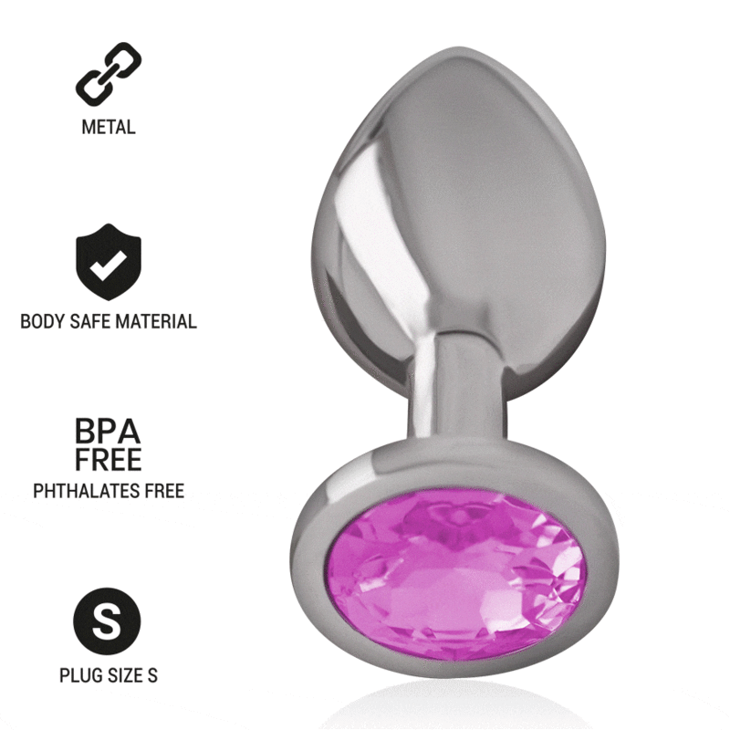 Mercadox INTENSE - PLUG ANAL DE METAL DE ALUMÍNIO COM CRISTAL ROSA TAMANHO S