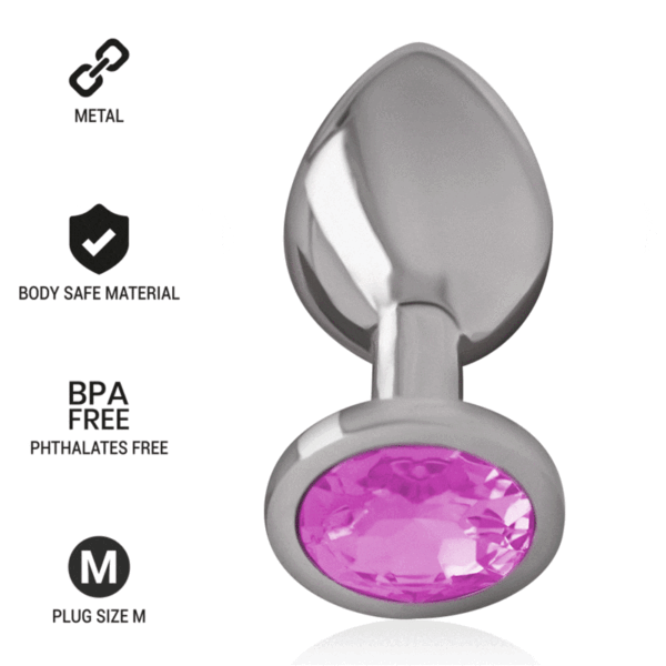 Mercadox INTENSE - PLUG ANAL DE METAL DE ALUMÍNIO COM CRISTAL ROSA TAMANHO M