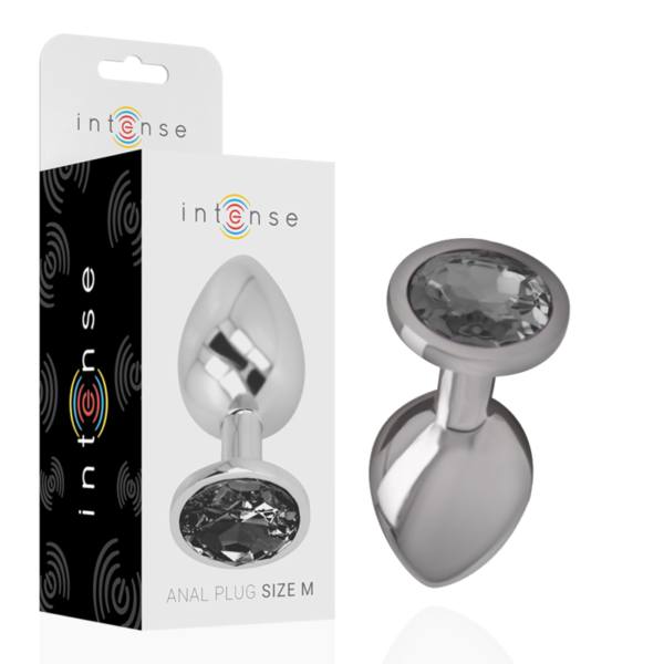 Mercadox INTENSE - PLUG ANAL DE METAL DE ALUMÍNIO COM VIDRO PRETO TAMANHO M