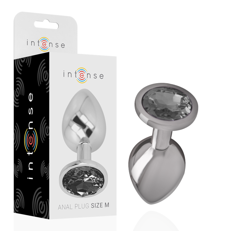 Mercadox INTENSE - PLUG ANAL DE METAL DE ALUMÍNIO COM VIDRO PRETO TAMANHO M