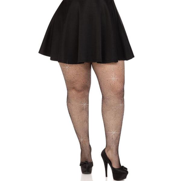 Mercadox LEG AVENUE - MEIAS DE MALHA CRISTALIZADA PRETAS PLUS SIZE