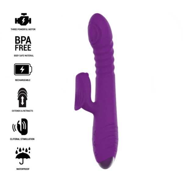 Mercadox INTENSE - VIBRADOR RECARREGVEL MULTIFUNO IGGY PARA CIMA E PARA BAIXO COM ESTIMULADOR CLITÓRICO ROXO