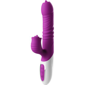 ARMONY – VIBRADOR DE LÍNGUA DUPLA E EFEITO DE CALOR VIOLETA DE EMPURRO