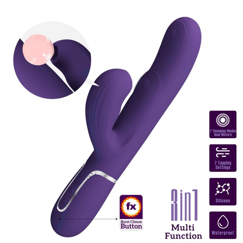 Mercadox PRETTY LOVE - PERLITA VIBRADOR G-SPOT 3 EM 1 MULTIFUNO ROXO