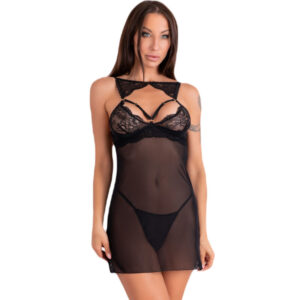 LIVCO CORSETTI FASHION – KROLINA LC 90734 CHEMISE + TANGA PRETA S/M